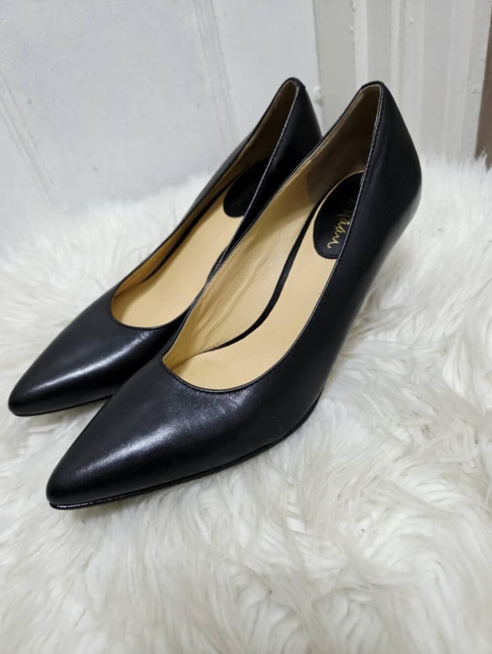 Cole Haan x Nike Air Black Leather Pointed-Toe Kitten Heels Dress Shoe Sz 5.5 - Picture 2 of 7